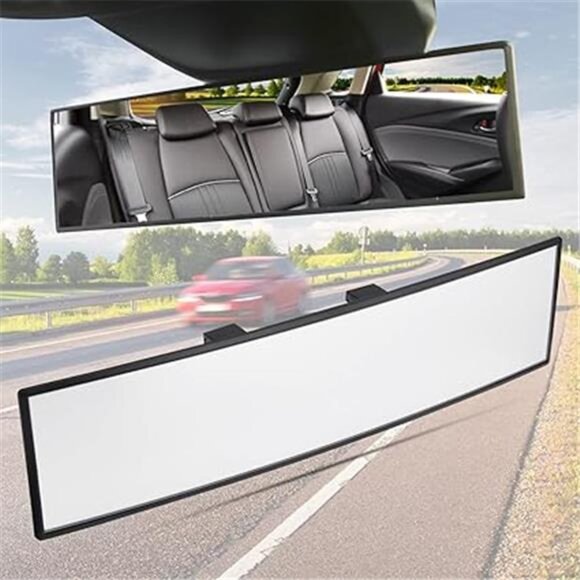Rear View Mirror, Universal 11.81 Inch Panoramic Convex Rearview Mirror,Interior - Picture 7 of 7